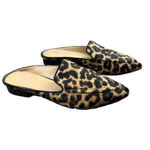 Franco Sarto Seal 2 Leopard Print Pony Hair Slip On Mules Women's Size 6